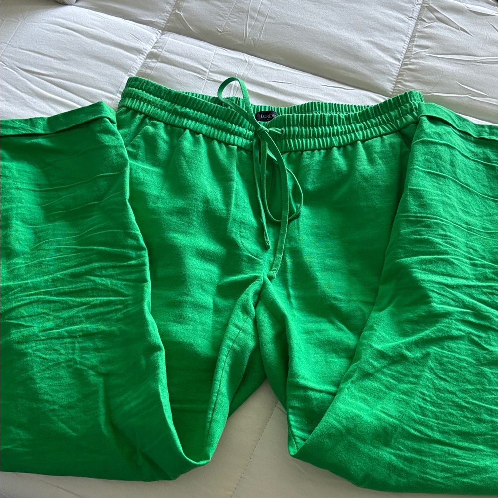 J.Crew Kelly Green Linen Cotton Blend Pants Size 4 Like New Small Cottagecore - Picture 5 of 6